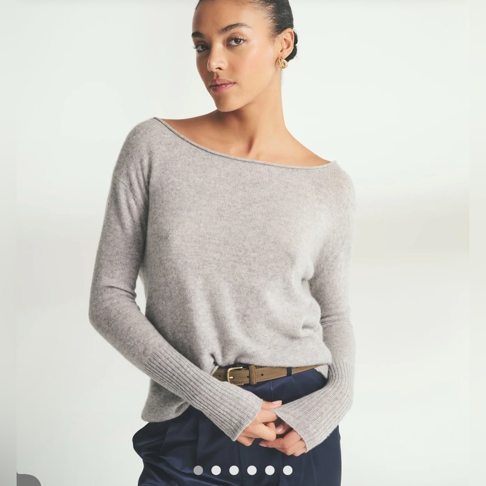 NAADAM Off-the-Shoulder Green Sweater